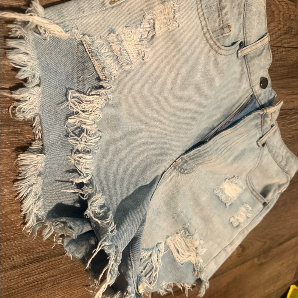 Forever 21 Frayed Light Blue Jean Shorts